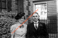 
Charlie and Elsie Hicks of Riflemans Street, Xmas 1944, Risca (a40)