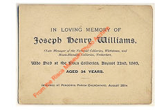 
'Joseph Henry Williams', A victim of the 1895 Risca Colliery accident